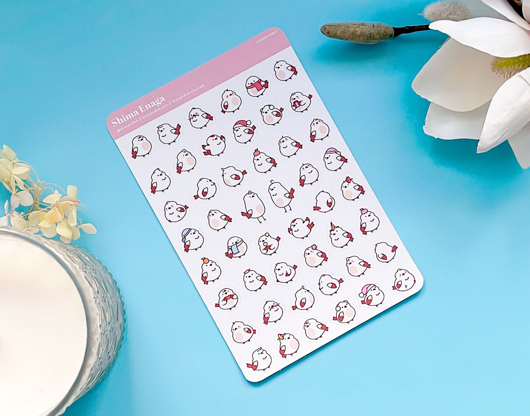 Shima Enaga (Long-Tailed Bushtit) Opaque Sticker Sheet