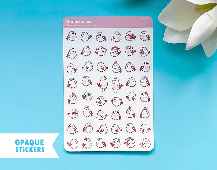 Shima Enaga (Long-Tailed Bushtit) Opaque Sticker Sheet