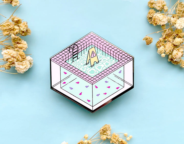 Slippery When Wet Indoor Pool Enamel Pin