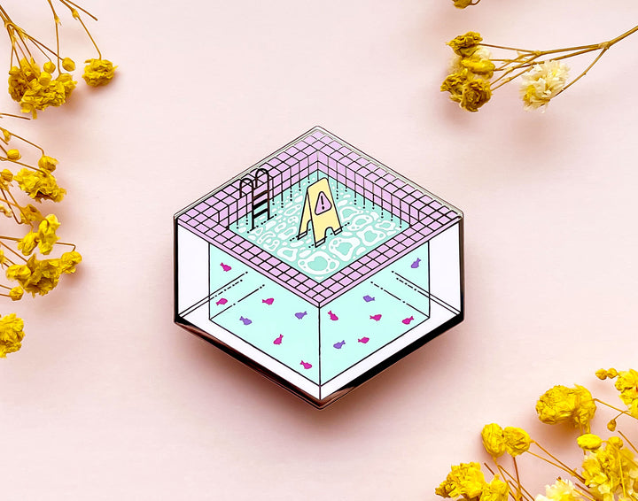 Slippery When Wet Indoor Pool Enamel Pin