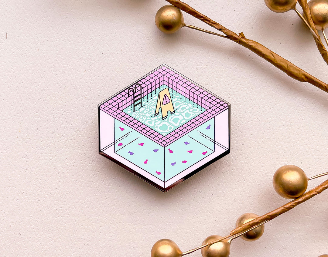 Slippery When Wet Indoor Pool Enamel Pin