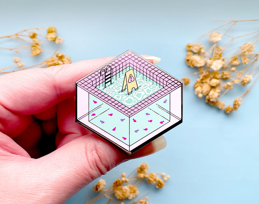 Slippery When Wet Indoor Pool Enamel Pin