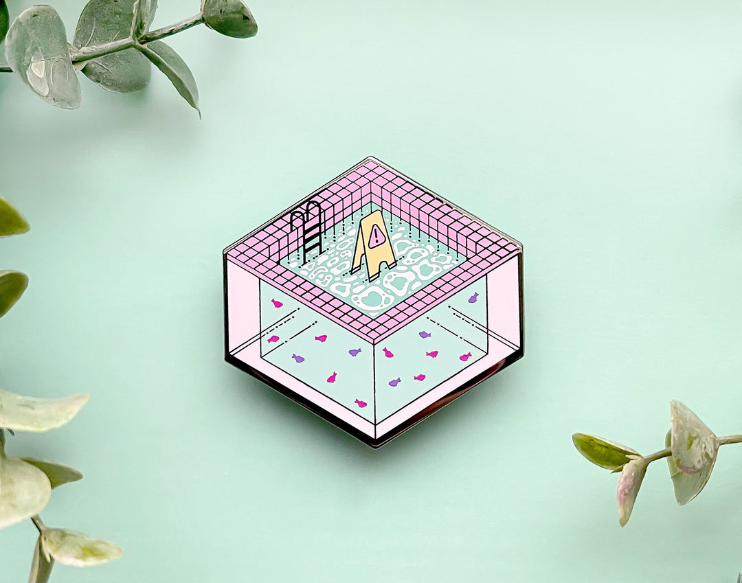 Slippery When Wet Indoor Pool Enamel Pin