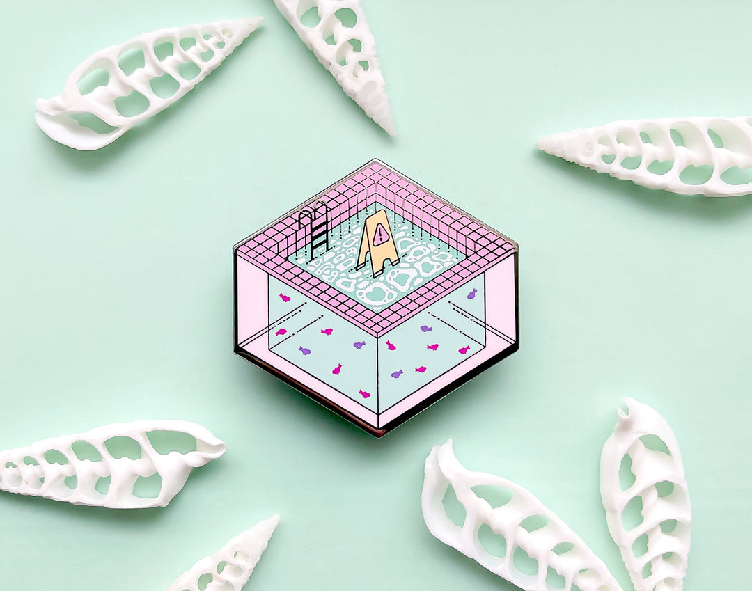 Slippery When Wet Indoor Pool Enamel Pin