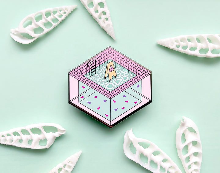 Slippery When Wet Indoor Pool Enamel Pin