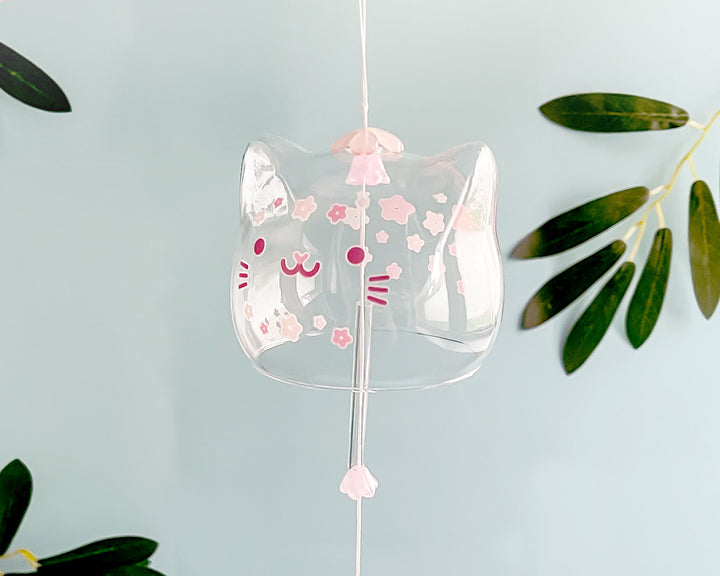 Sakura Cat Glass Small Wind Chime