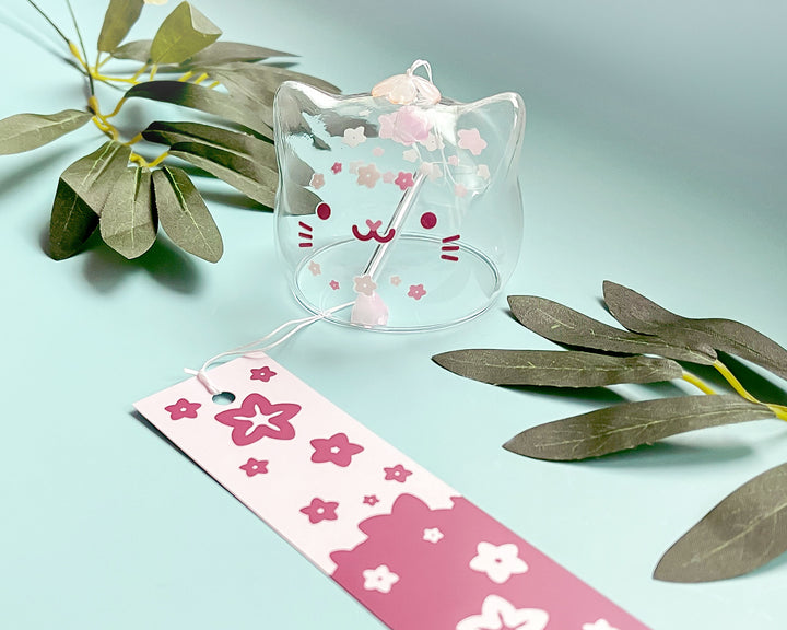 Sakura Cat Glass Small Wind Chime