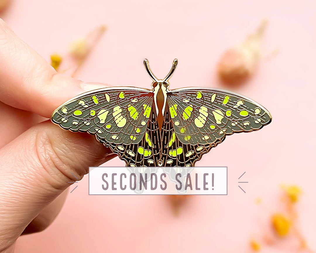 Spotted Jay Butterfly Enamel Pin (Seconds)