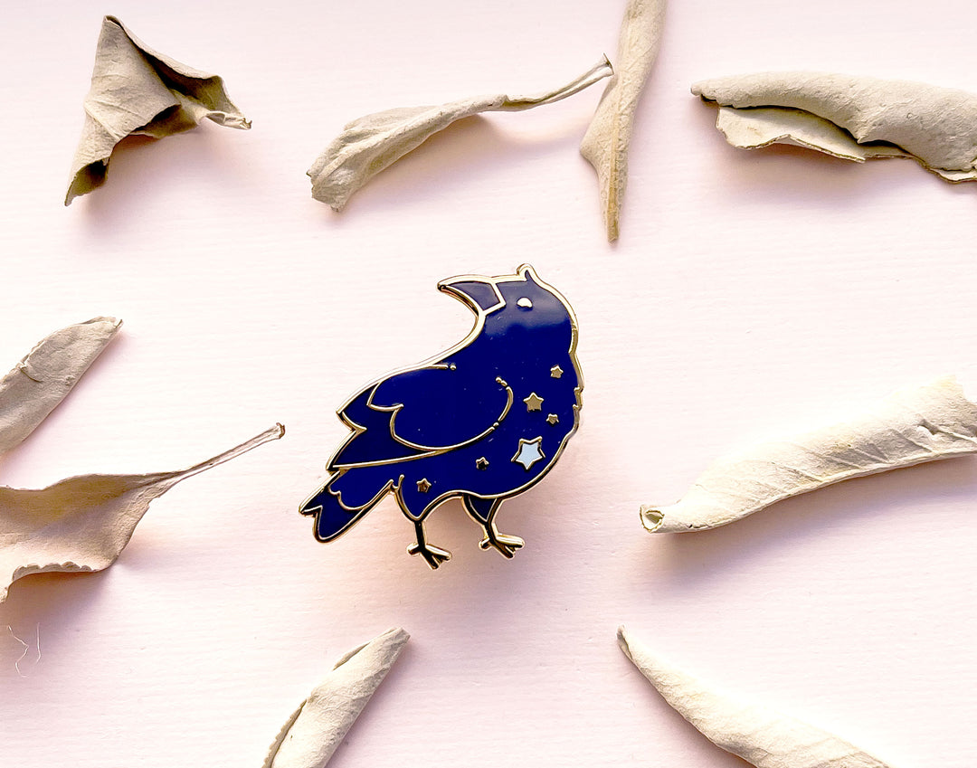 Celestial Star Crow Enamel Pin