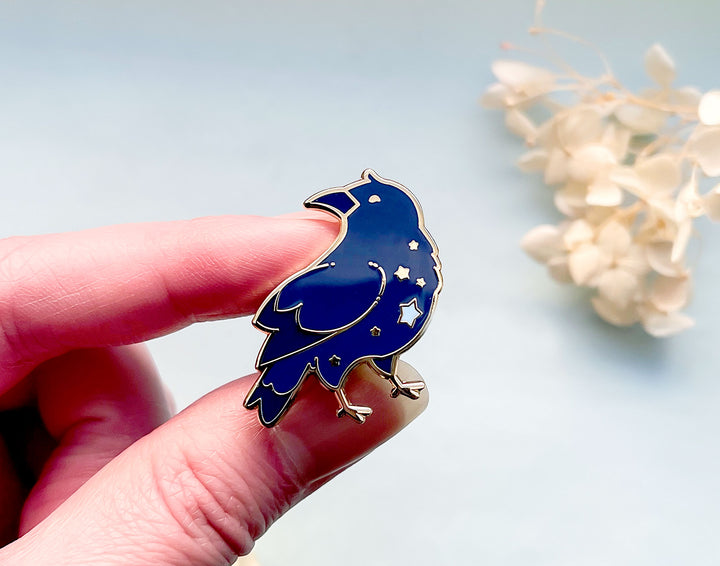 Celestial Star Crow Enamel Pin