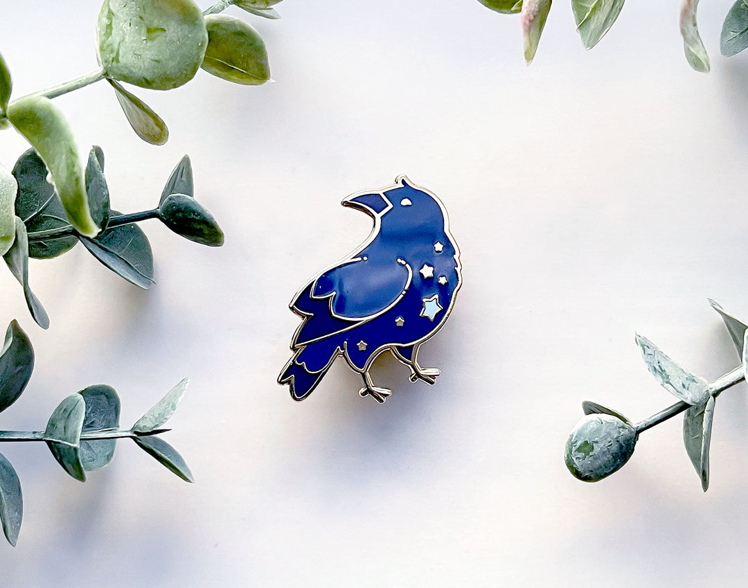 Celestial Star Crow Enamel Pin