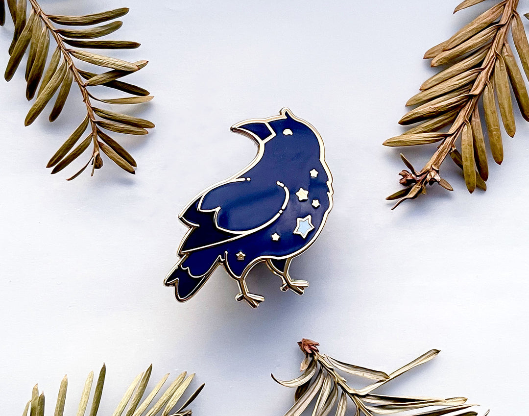 Celestial Star Crow Enamel Pin