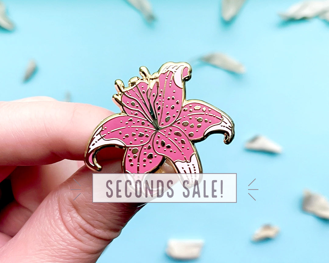 Pink Stargazer Lily Enamel Pin (Seconds)