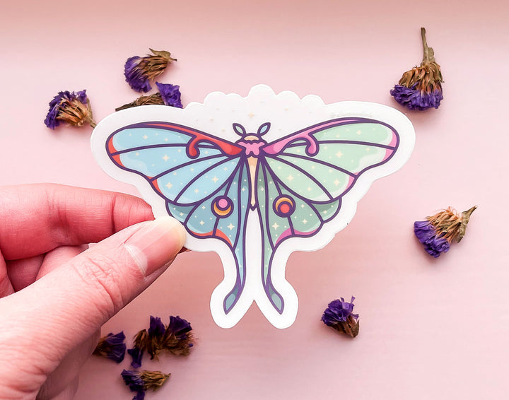 Moon Moth Clear Vinyl Sticker