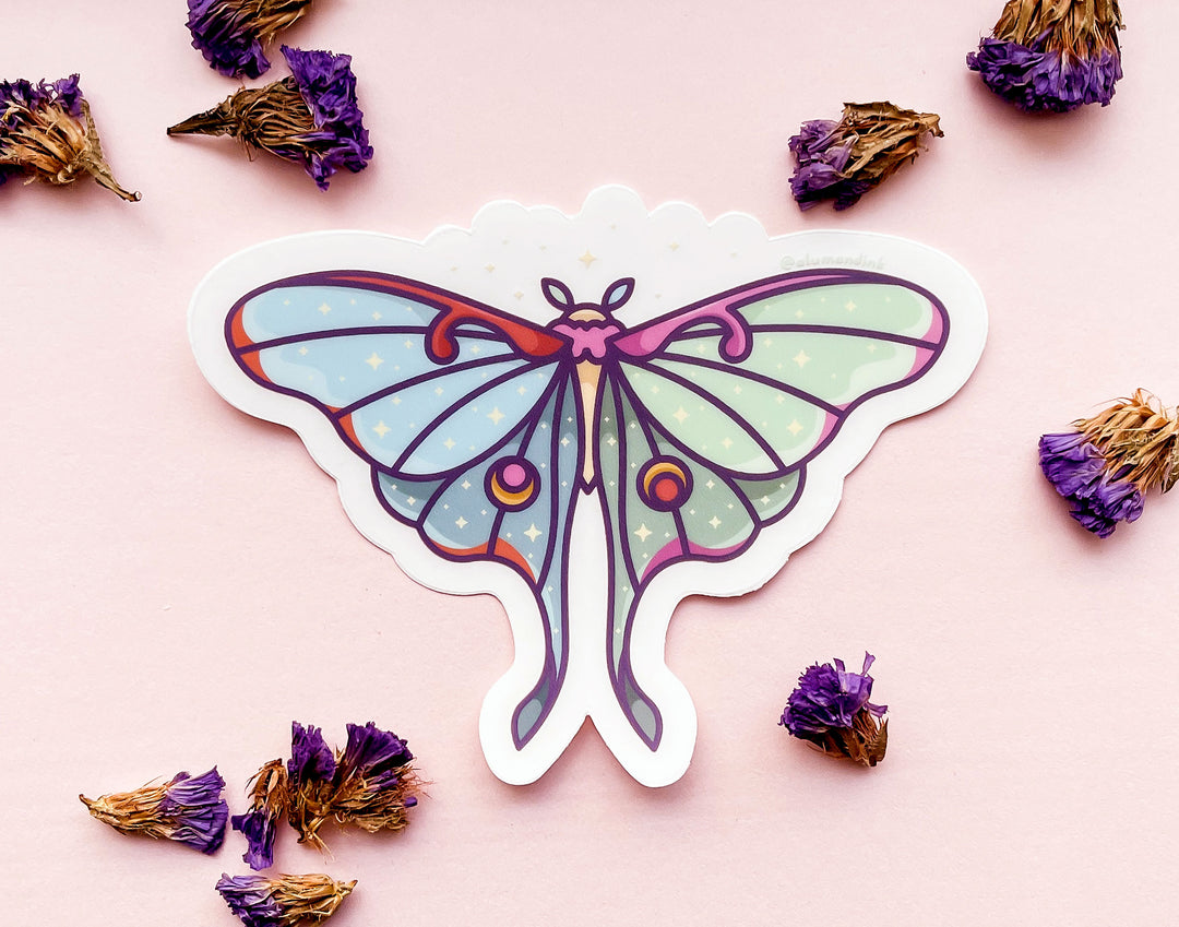 Moon Moth Sticker Moon Moth Clear Vinyl Sticker – Alum and Ink