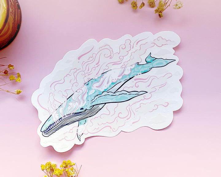 Steam Humpback Whale Clear Vinyl Sticker