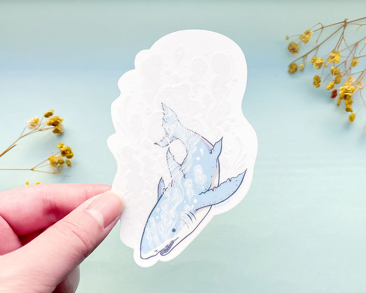 Steam Great White Shark Clear Vinyl Sticker