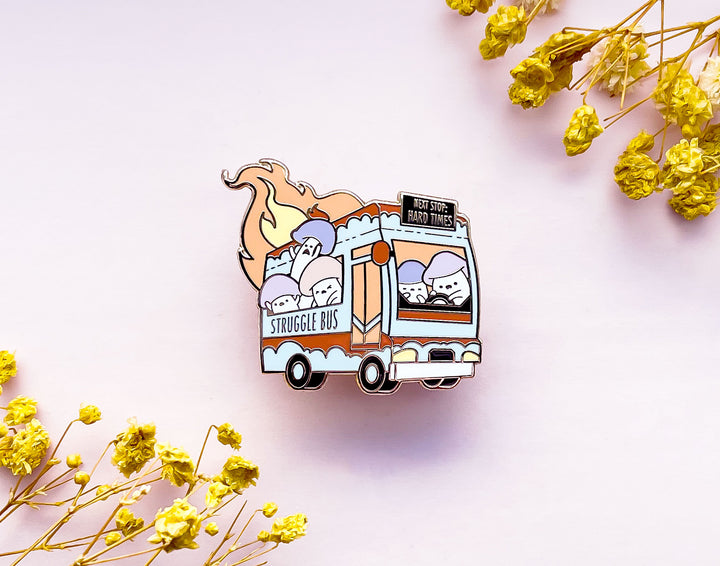 Fiery Struggle Bus Enamel Pin