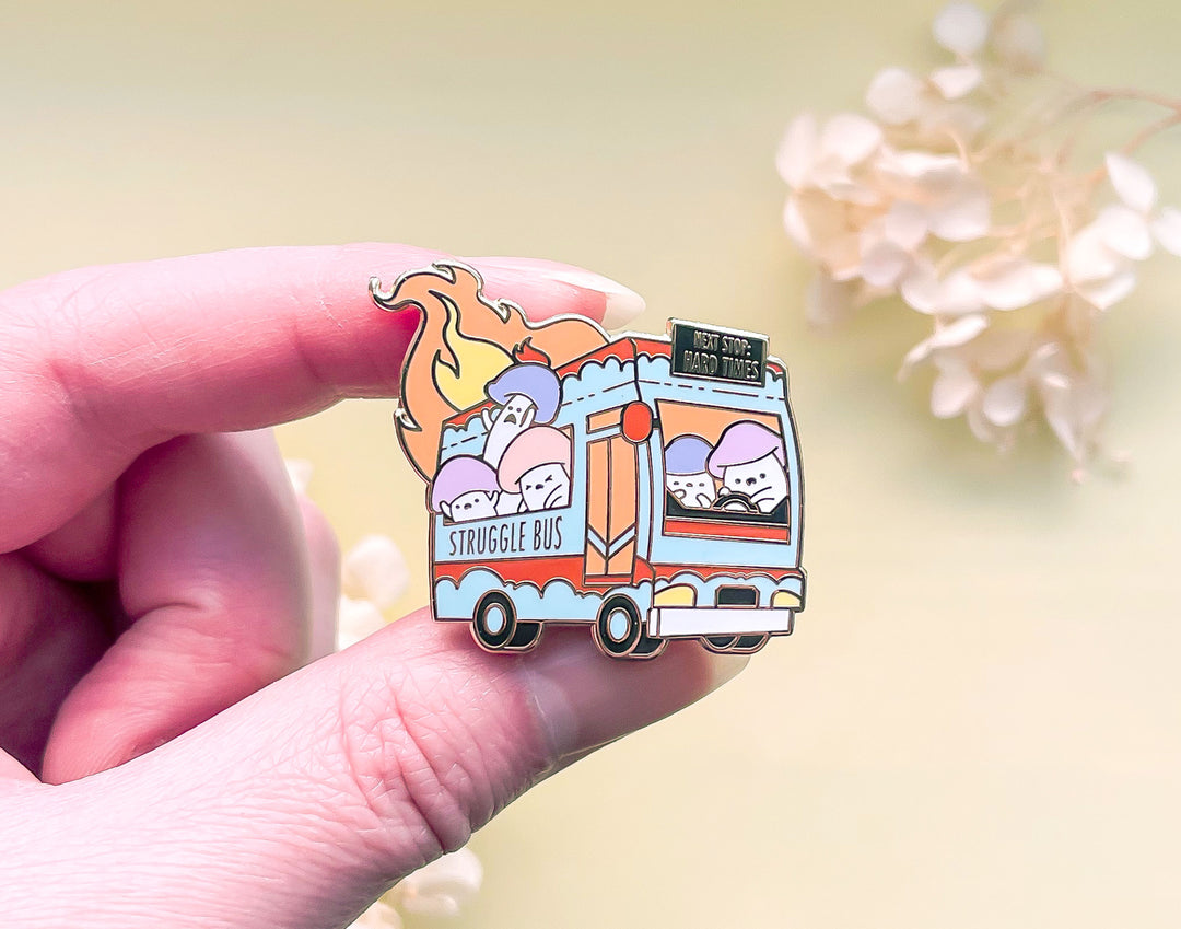Fiery Struggle Bus Enamel Pin