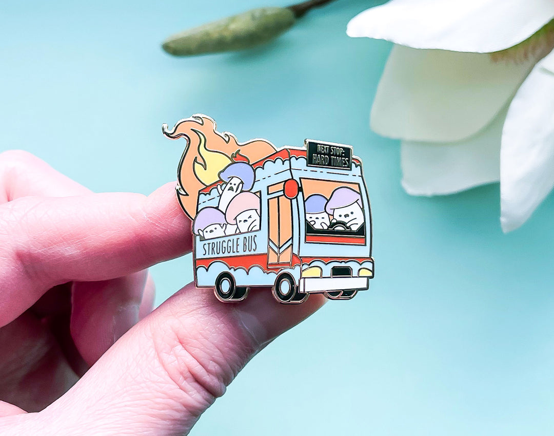 Fiery Struggle Bus Enamel Pin