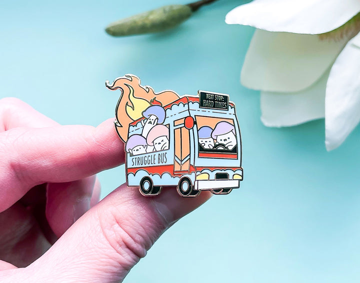 Fiery Struggle Bus Enamel Pin