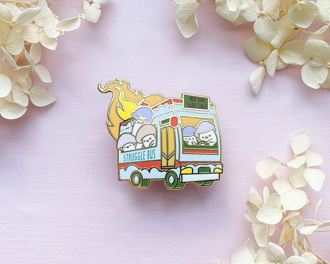 Fiery Struggle Bus Enamel Pin (Seconds)