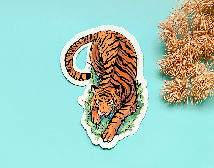 Prowling Sumatran Tiger Clear Vinyl Sticker