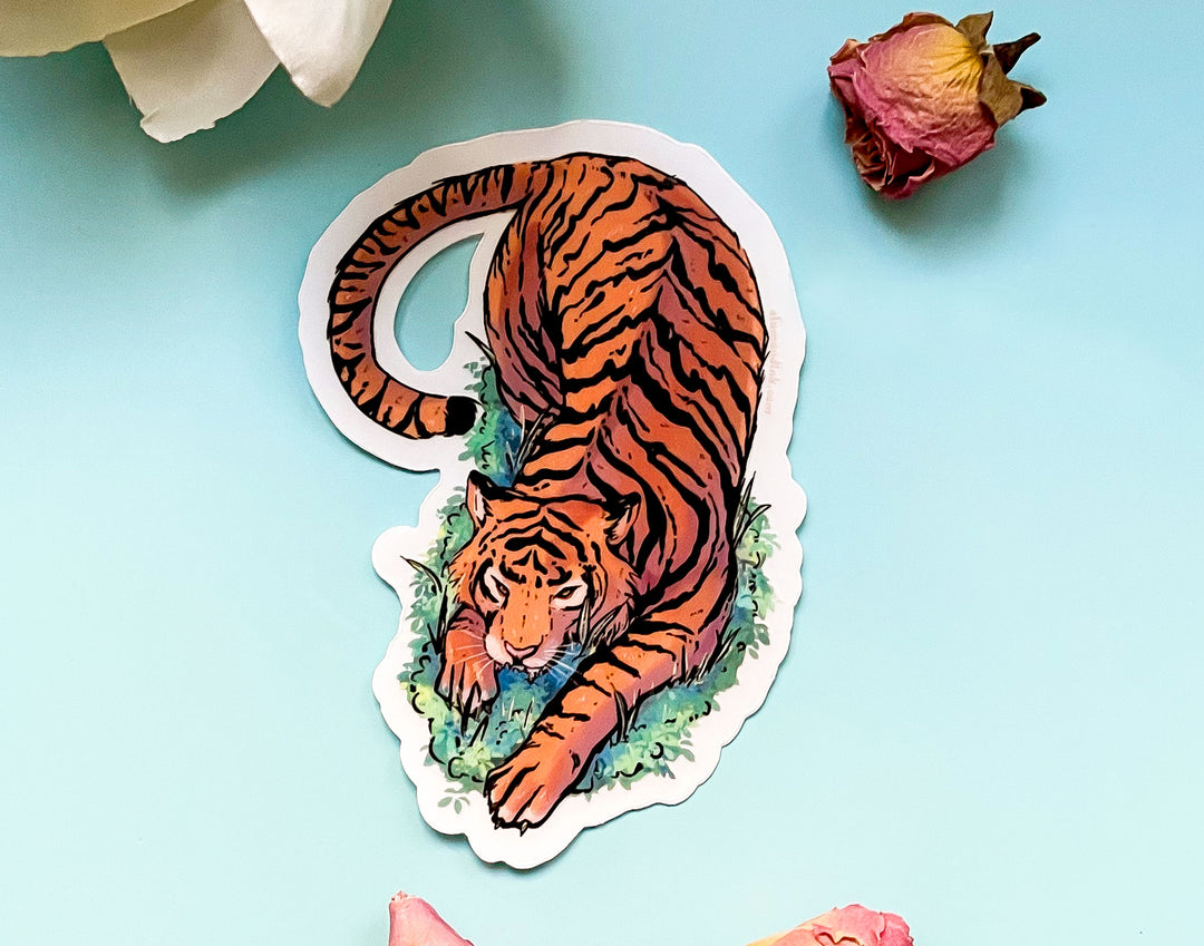 Prowling Sumatran Tiger Clear Vinyl Sticker