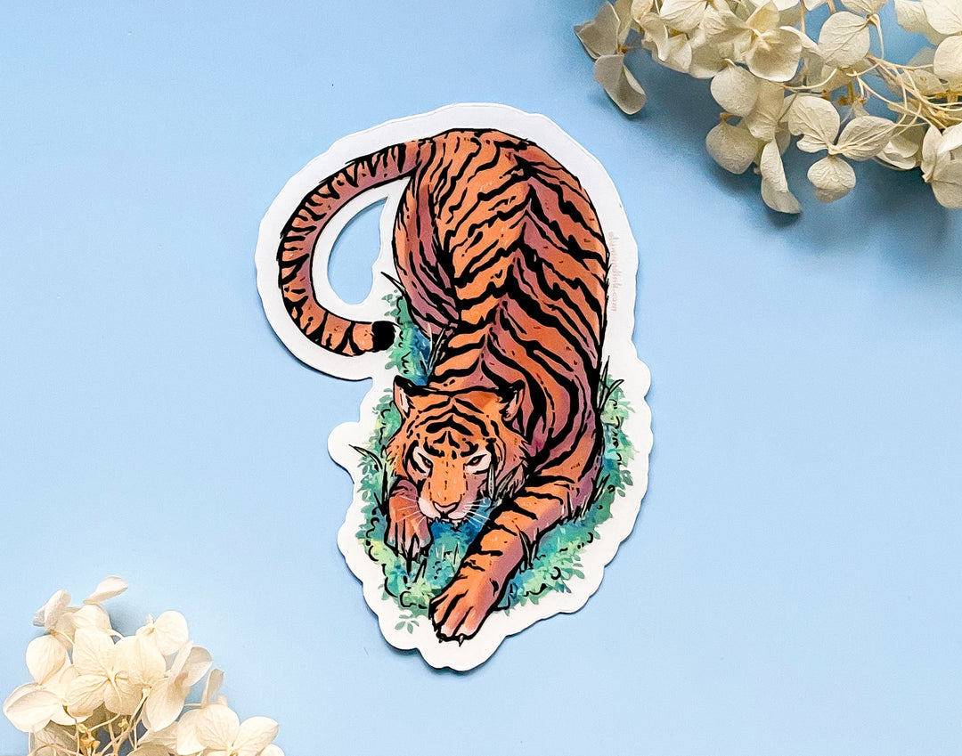 Prowling Sumatran Tiger Clear Vinyl Sticker