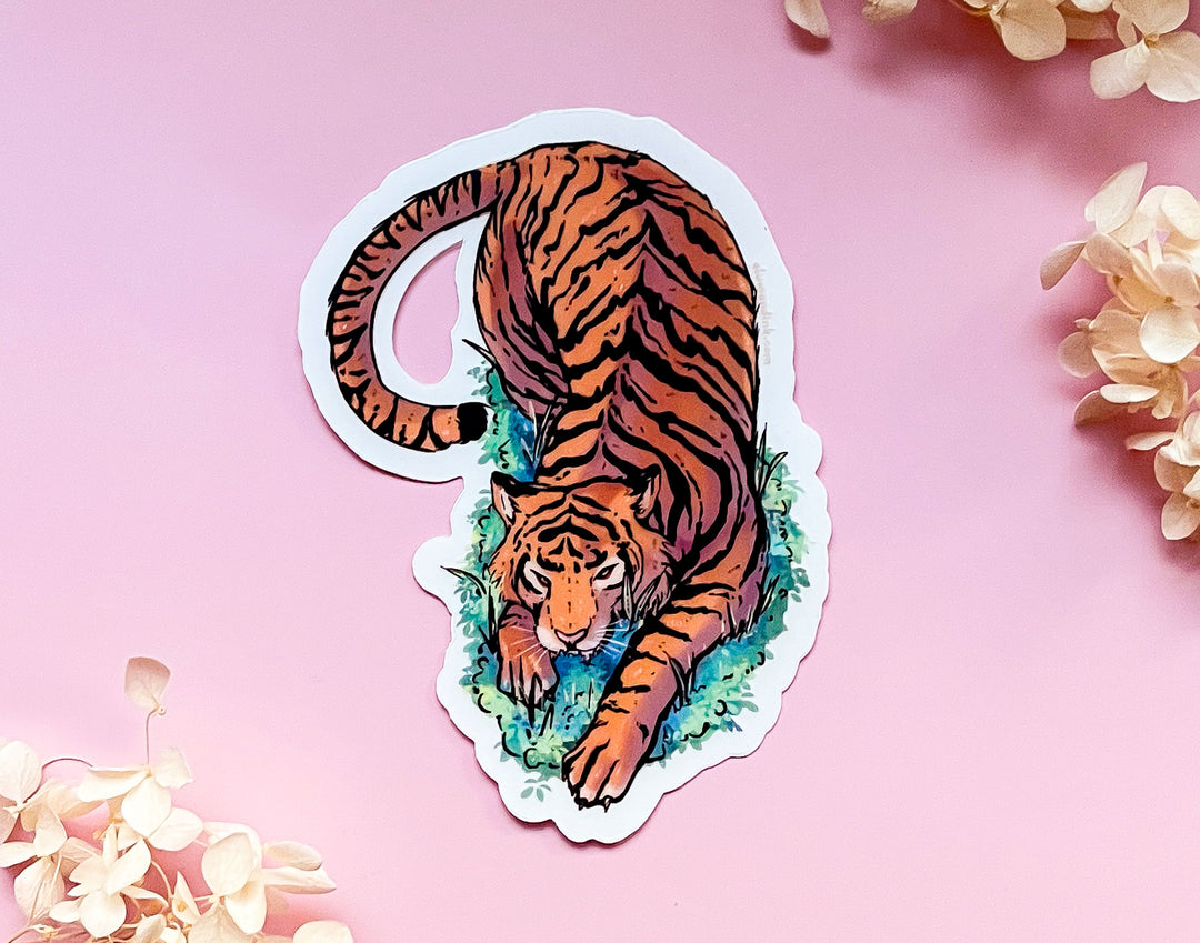 Prowling Sumatran Tiger Clear Vinyl Sticker