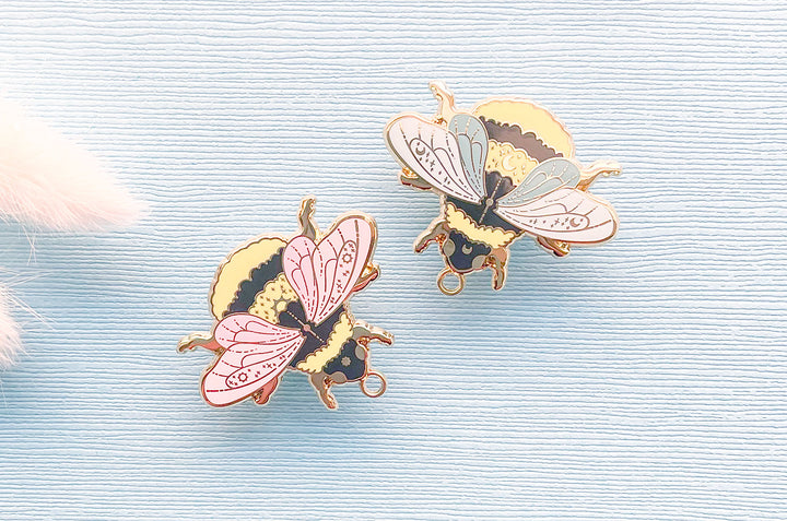 Sun Bee and Moon Bee Collar Pins Set