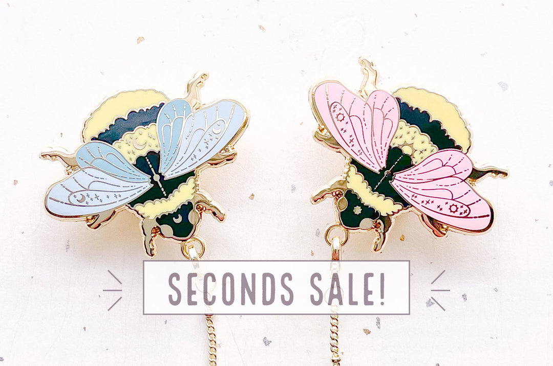 Sun Bee and Moon Bee Collar Pins Set (Seconds)