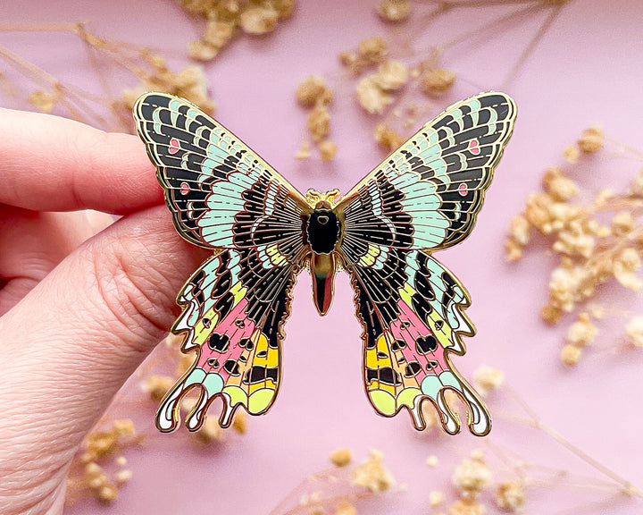 Madagascan Sunset Moth (Chrysiridia rhipheus) Enamel Pin