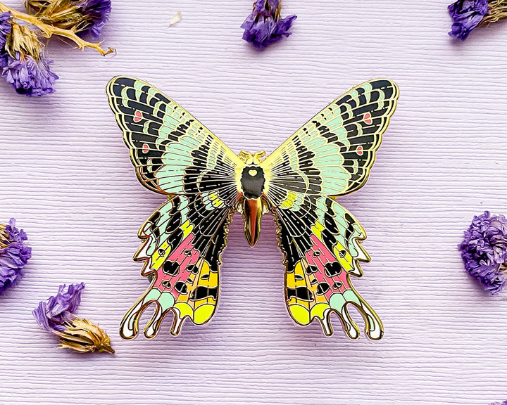 Madagascan Sunset Moth (Chrysiridia rhipheus) Enamel Pin