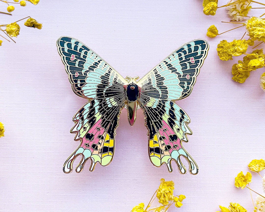 Madagascan Sunset Moth (Chrysiridia rhipheus) Enamel Pin