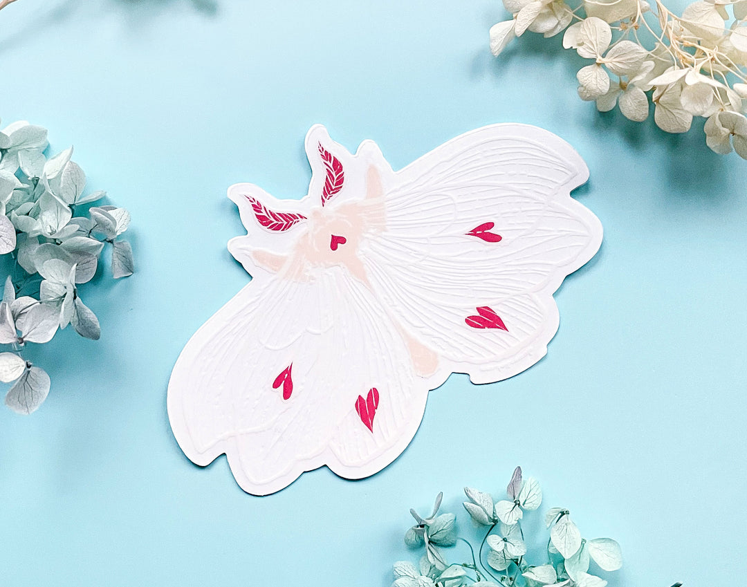 Transparent Ghost Heart Moth Clear Vinyl Sticker