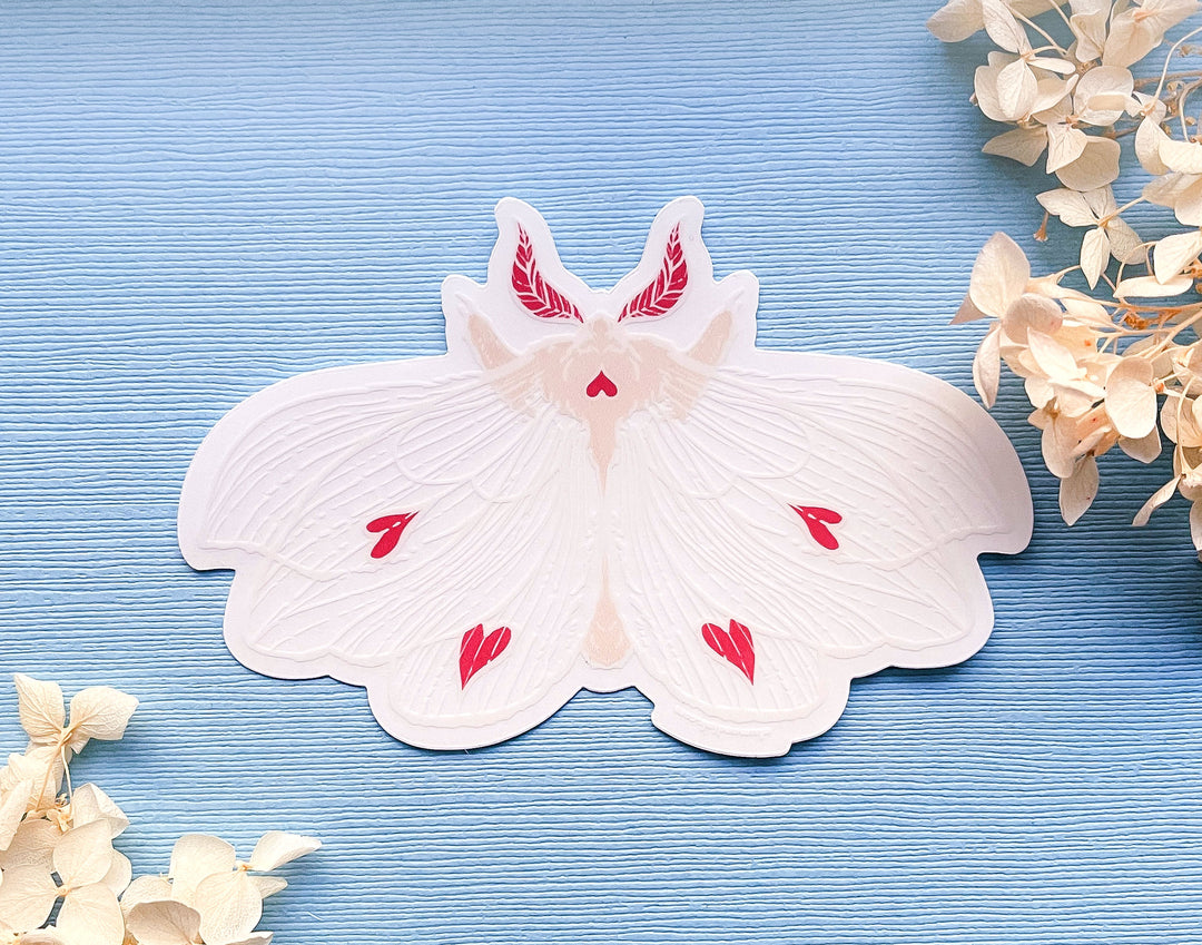 Transparent Ghost Heart Moth Clear Vinyl Sticker