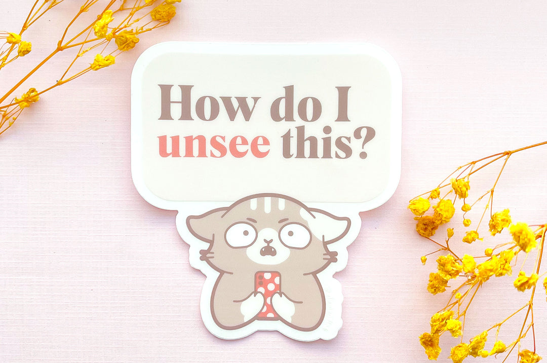 Unsee This Texting Cat Clear Vinyl Sticker