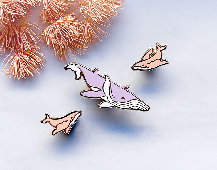 Winged Fantasy Whales Enamel Pin Set