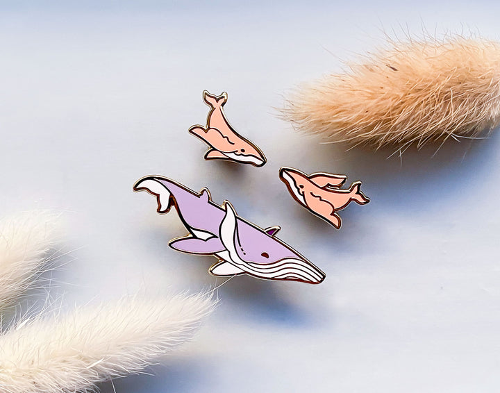 Winged Fantasy Whales Enamel Pin Set