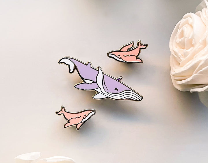 Winged Fantasy Whales Enamel Pin Set