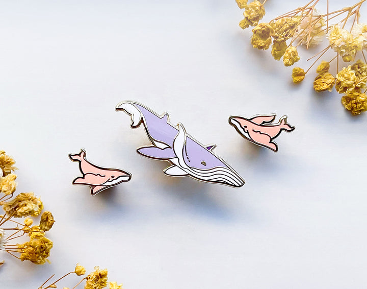 Winged Fantasy Whales Enamel Pin Set