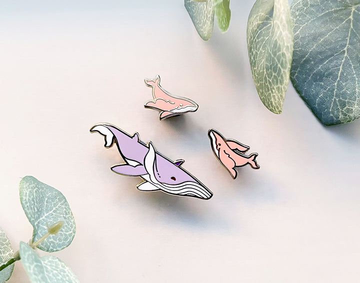 Winged Fantasy Whales Enamel Pin Set