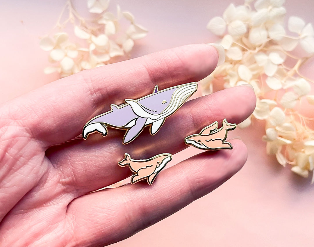 Winged Fantasy Whales Enamel Pin Set