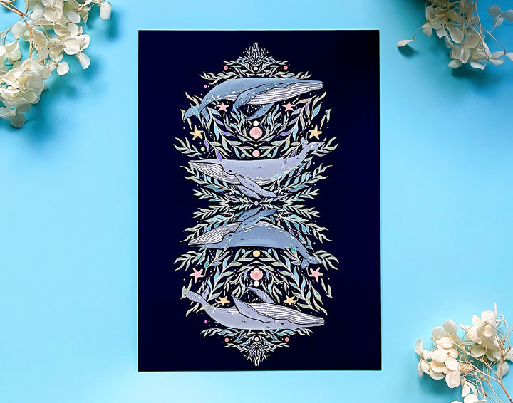 Whales, Oceans and Pearls Nautical Art Print