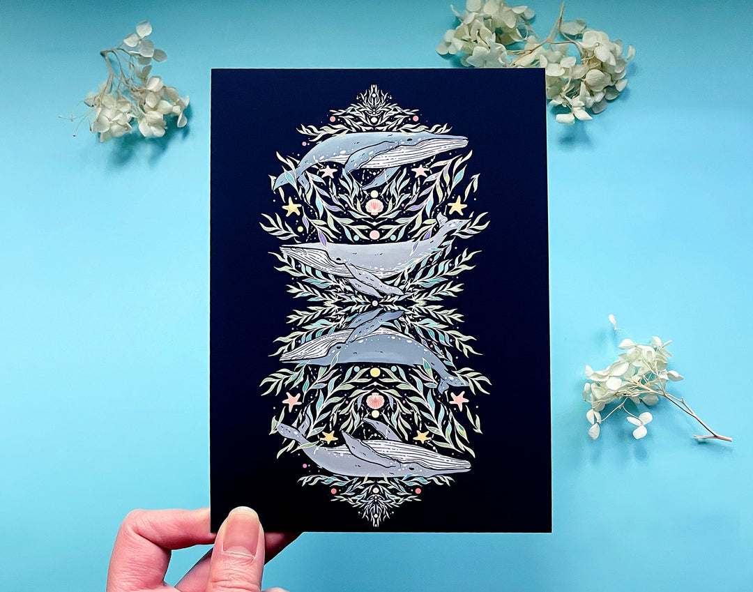 Whales, Oceans and Pearls Nautical Art Print