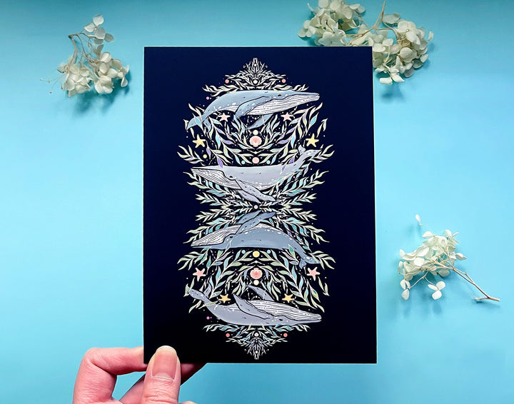 Whales, Oceans and Pearls Nautical Art Print