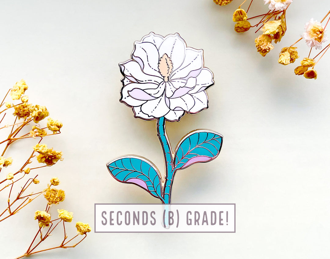 White Southern Magnolia Enamel Pin (Seconds)