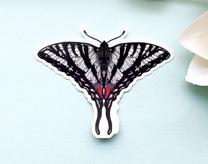 Zebra Swallowtail Butterfly Clear Vinyl Sticker