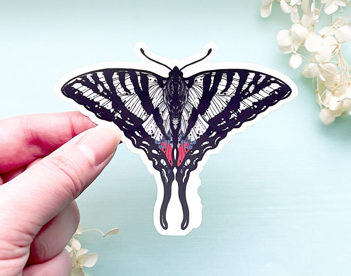Zebra Swallowtail Butterfly Clear Vinyl Sticker